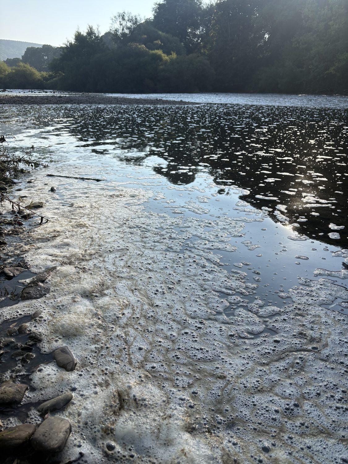 Foam across the river at Llandogo
